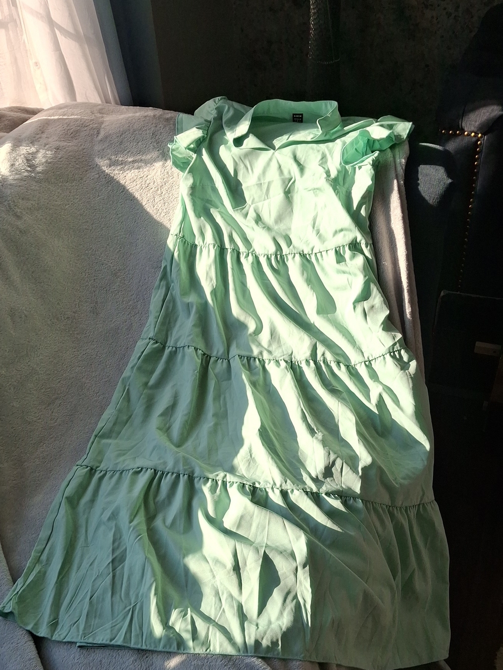 SHEIN Mint Green Midi Tiered Dress